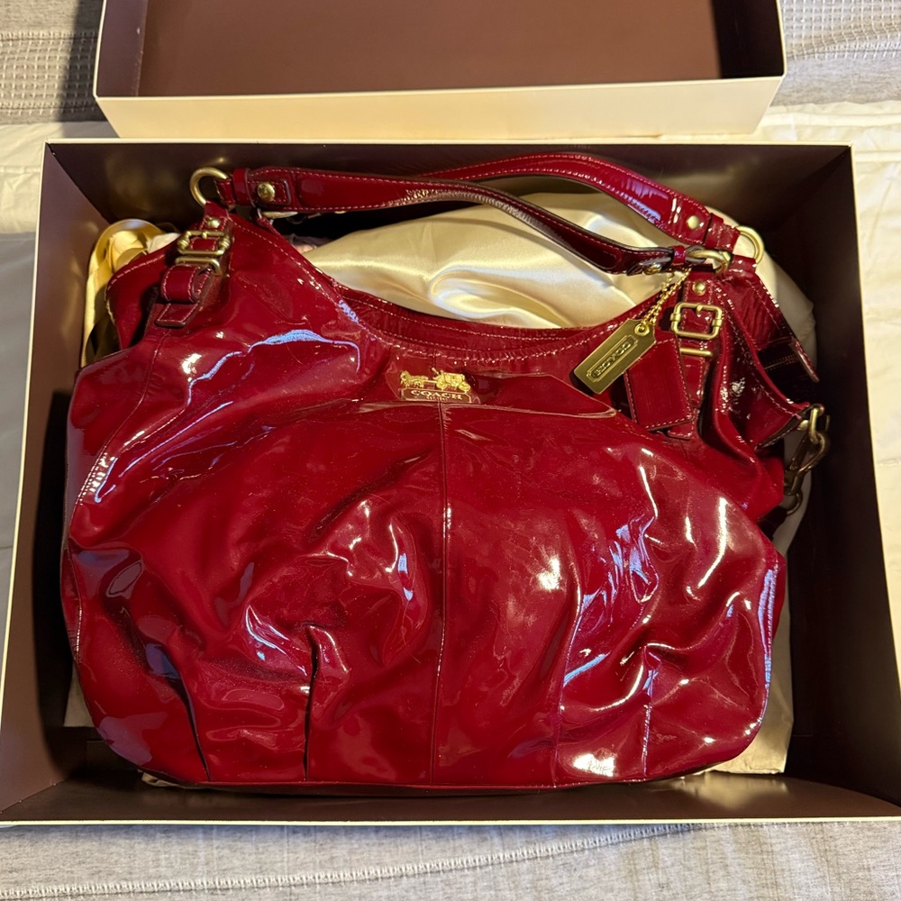 Red Vintage Leather Coach Purse